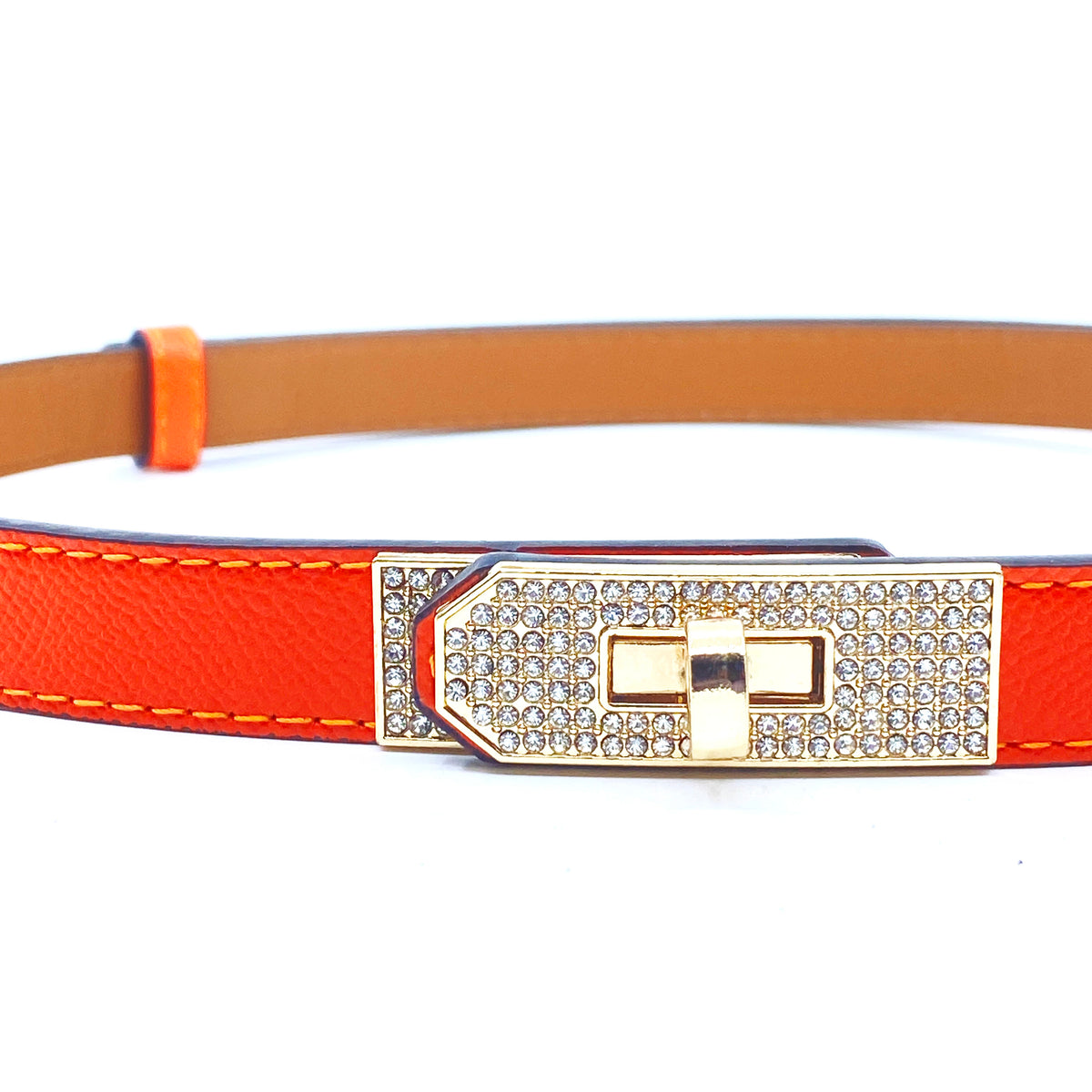 Skinny Luxury Adjustable Belt Crystal Lock Buckle