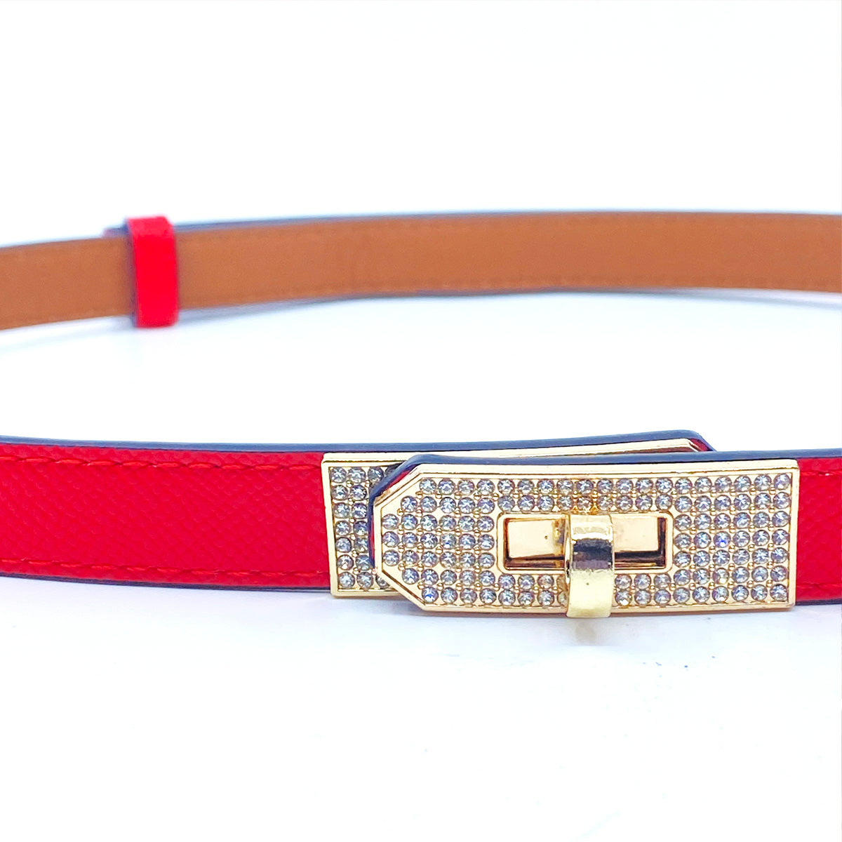 Skinny Luxury Adjustable Belt Crystal Lock Buckle