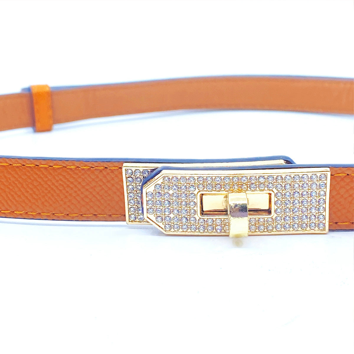 Skinny Luxury Adjustable Belt Crystal Lock Buckle