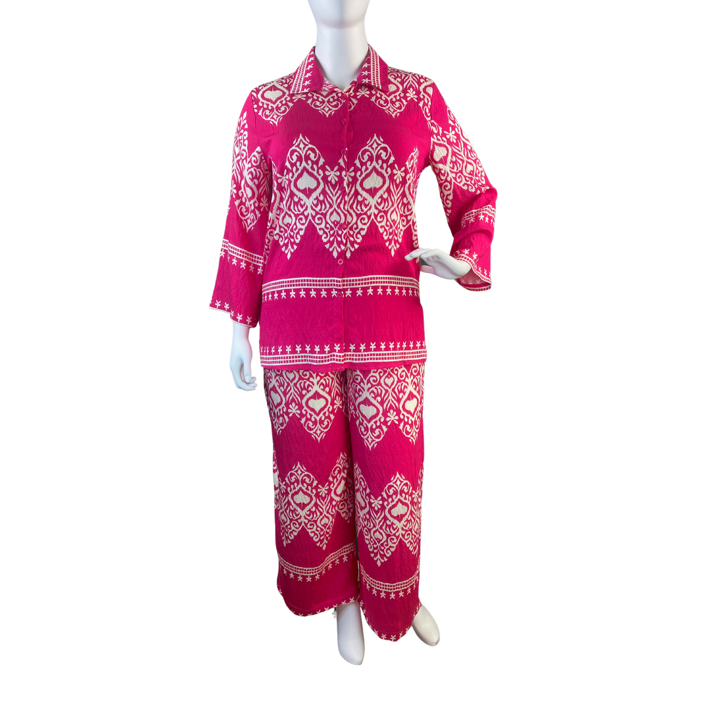 Resort Set Blouse & Square Pants with Damask Print