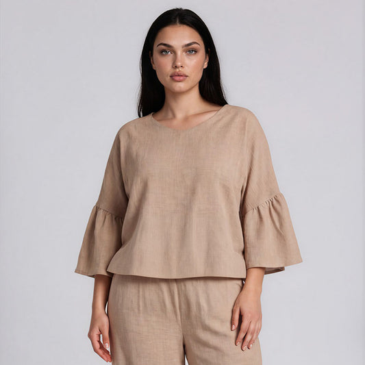 Cora Easy Blouse with Extended Ruffles Sleeve