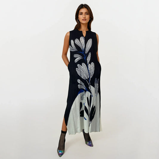 Masterpiece Tropical Blue Flower Maxi Dress