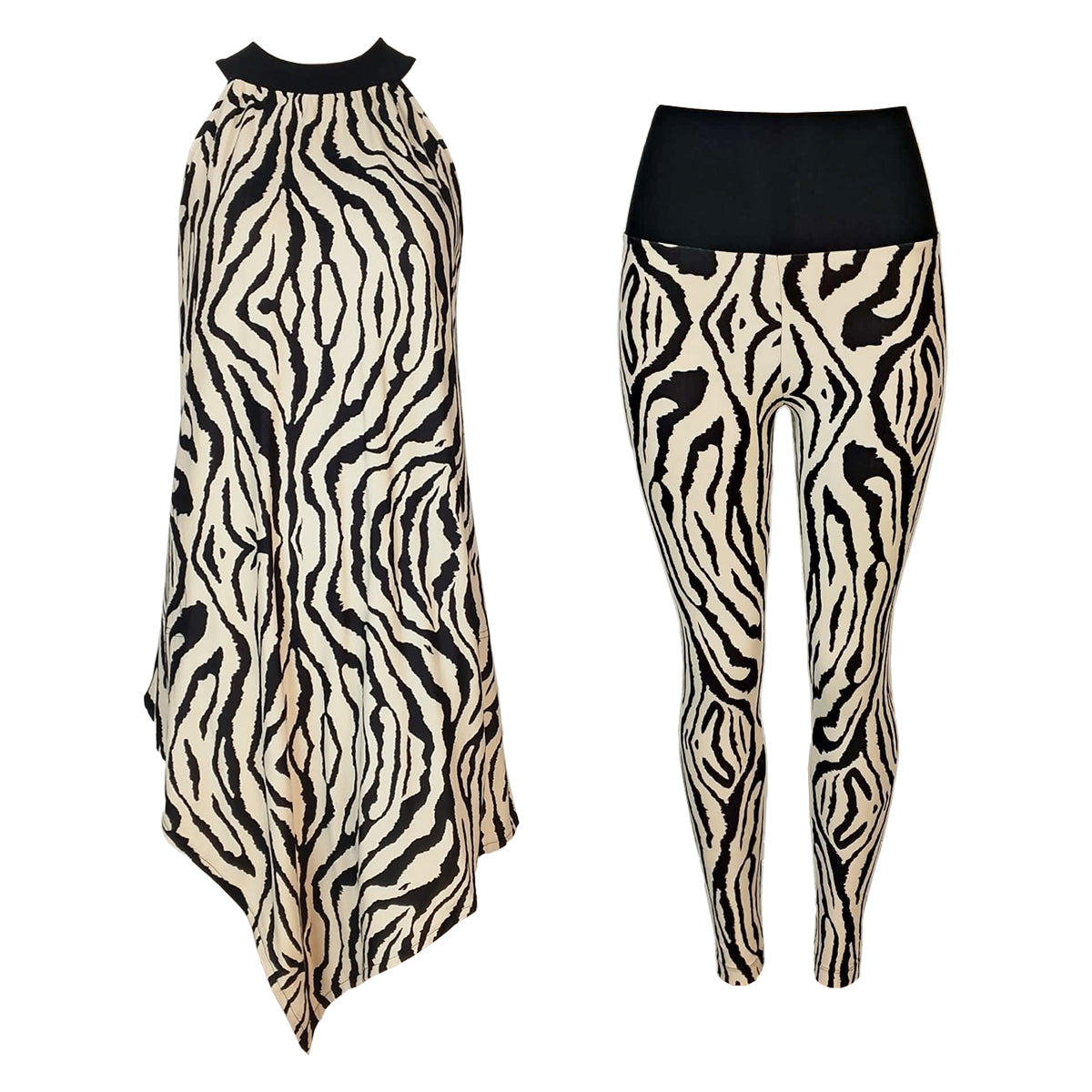 Asymmetrical Jessica Halter Dress with Leggings Set Peach Skin Knit