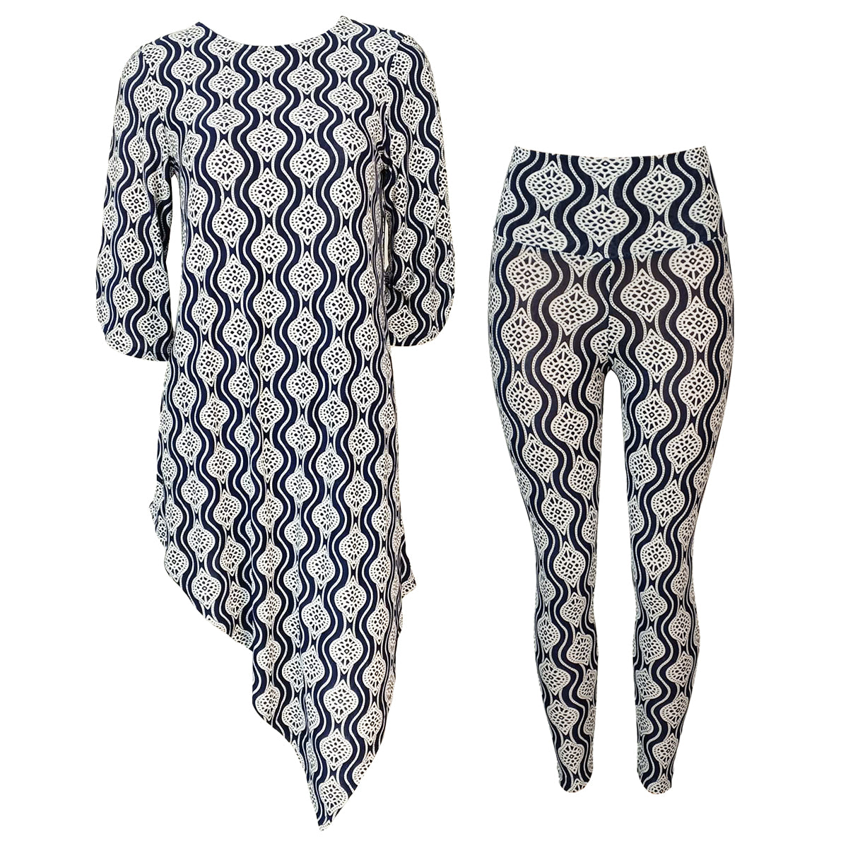 Dress with Leggings Set Ivory Azul