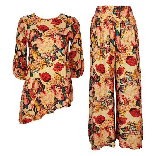 Asymmetrical Blouse and Pants Set