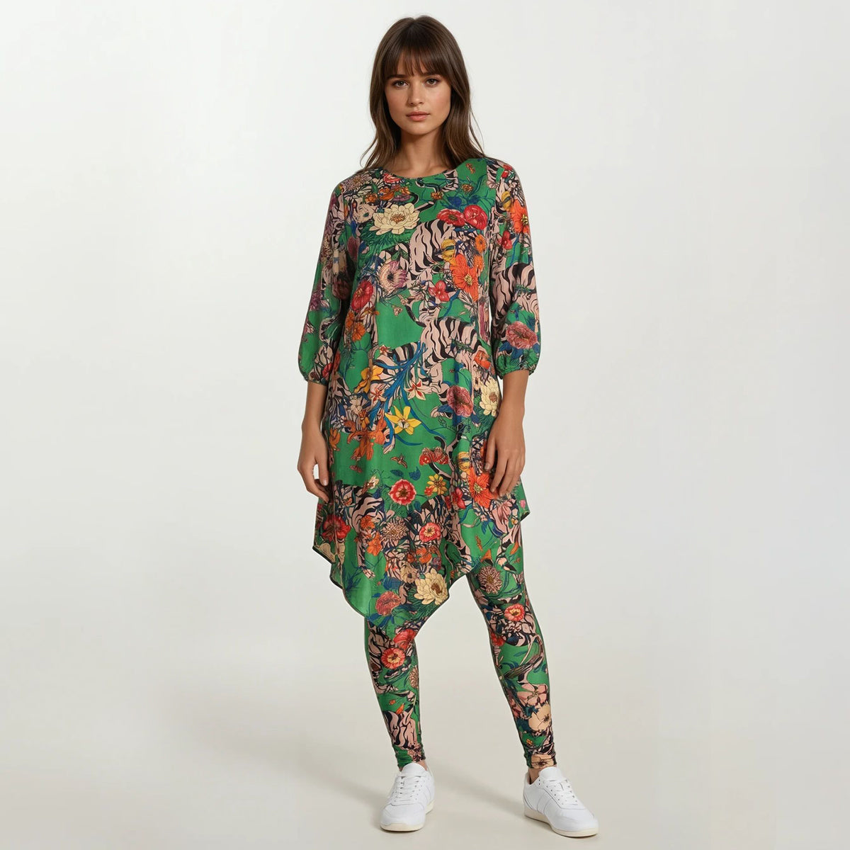 Asymmetrical Dress with Leggings Set