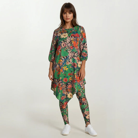 Asymmetrical Dress with Leggings Set