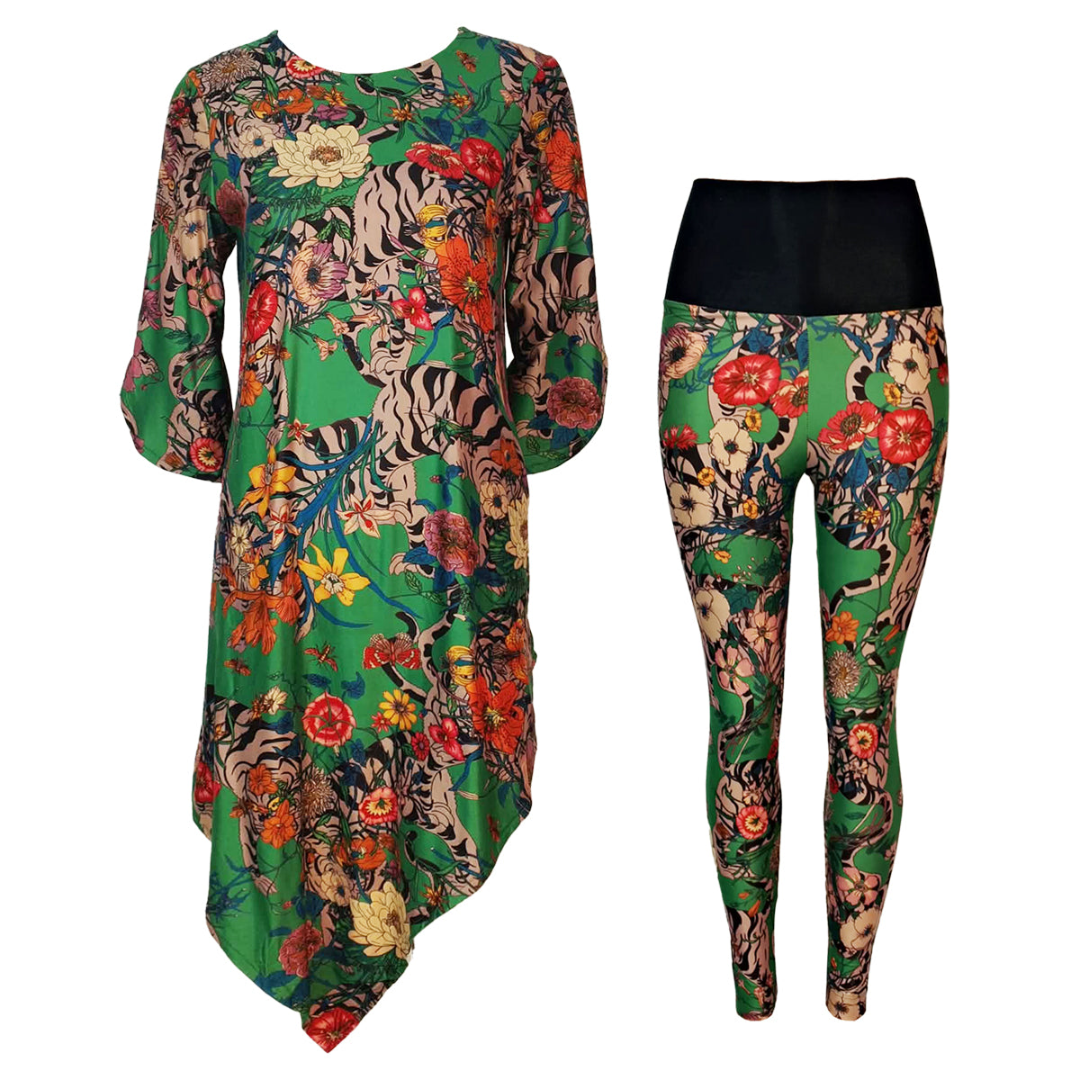 Asymmetrical Dress with Leggings Set