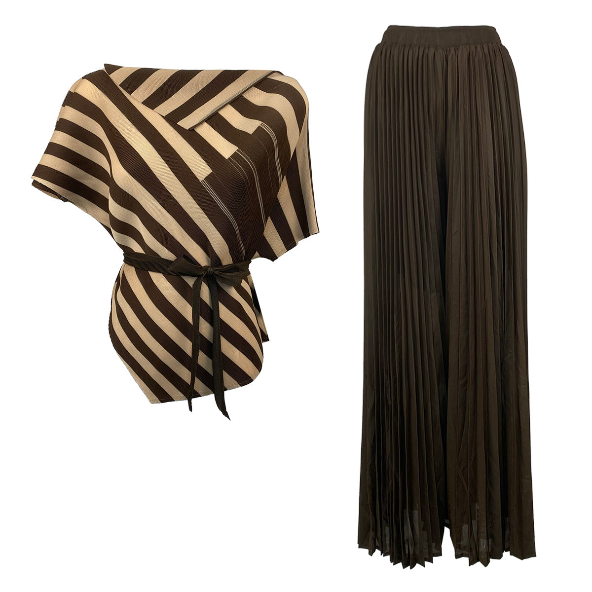 Masterpiece Stripes Asymmetrical Blouse and Pants