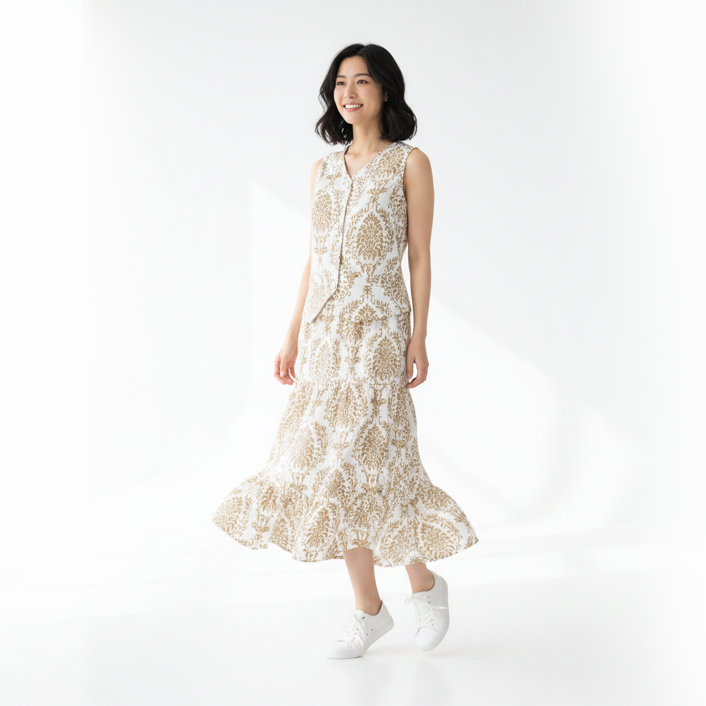 Diane Printed Vest & Skirt in Lovely Paisley Print