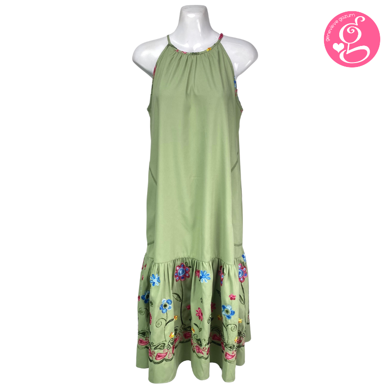 English Garden Embroidery Halter Dress