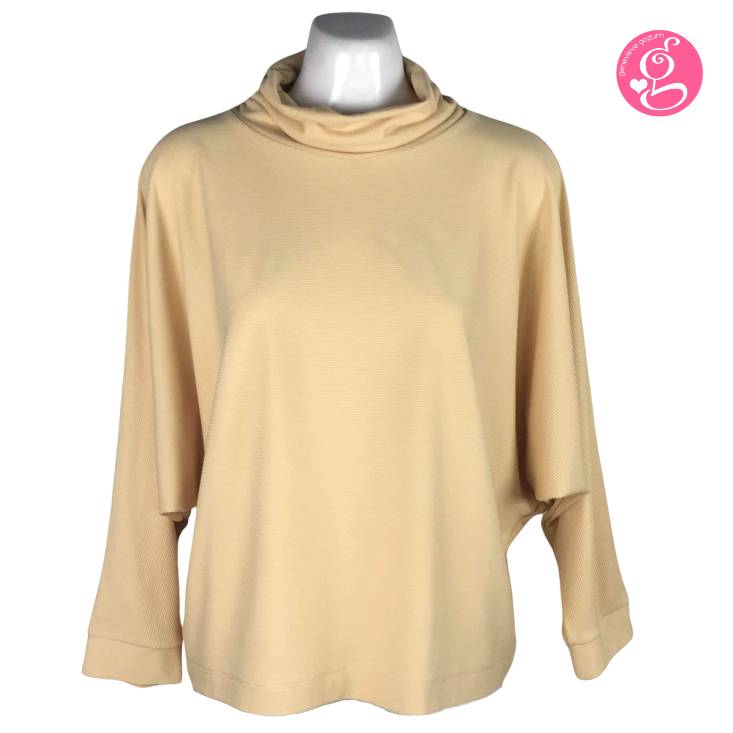 Genevieve Gozum Pullover Blouse with Dolman Sleeves & Turtle Neck