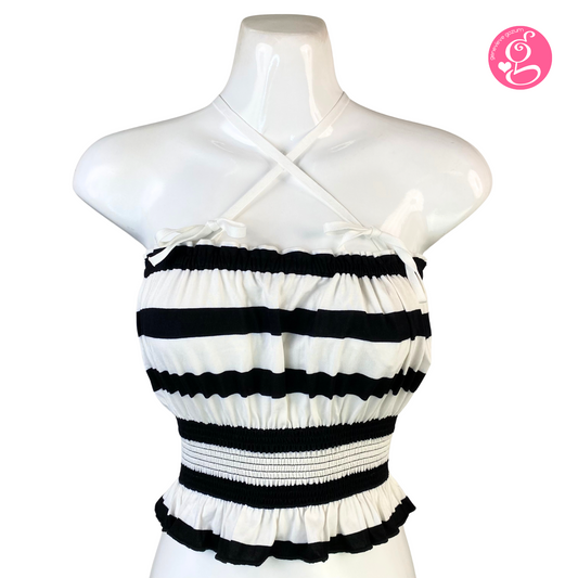 Genevieve Gozum Big Stripes Slimming Bandeau Tube Top