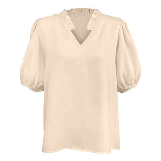 Emily V Neck Ruffle Shirt