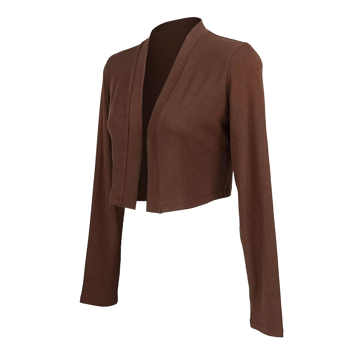 Classic Slimming Waisted Cardigan Long Sleeves Plain