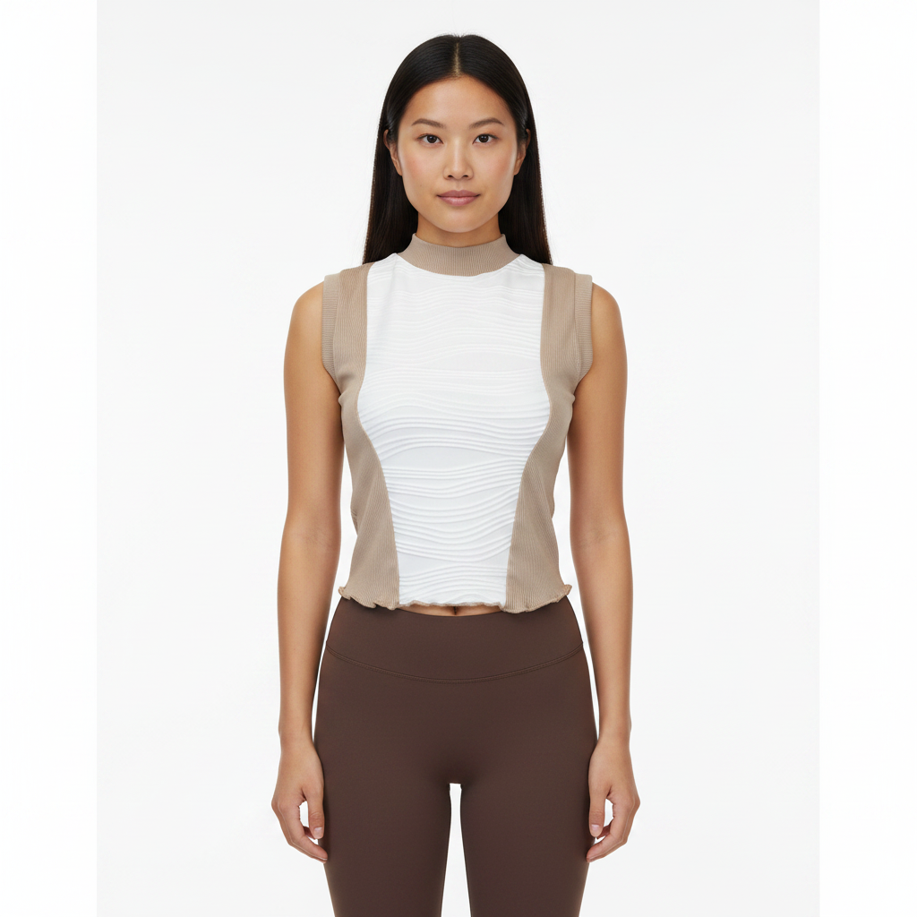 Ashley Hi Neck Cartoon Waves Top