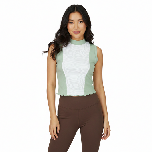 Ashley Hi Neck Cartoon Waves Top
