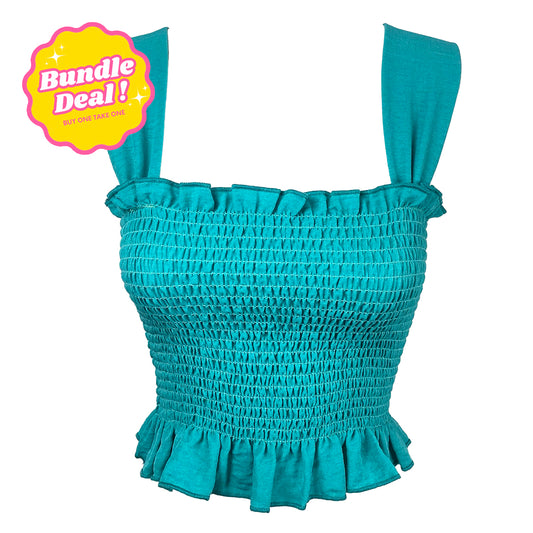 Wide Strap Shirred Top