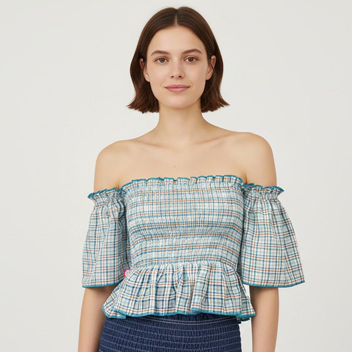 Kathleen Organic Gingham Blouse