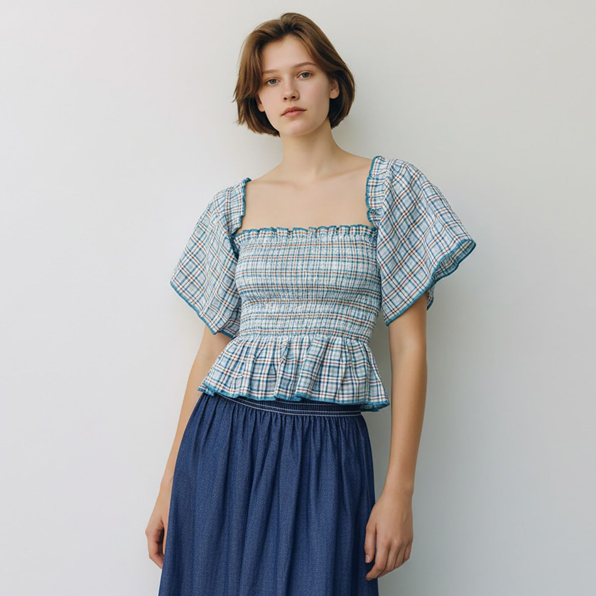 Kathleen Organic Gingham Blouse