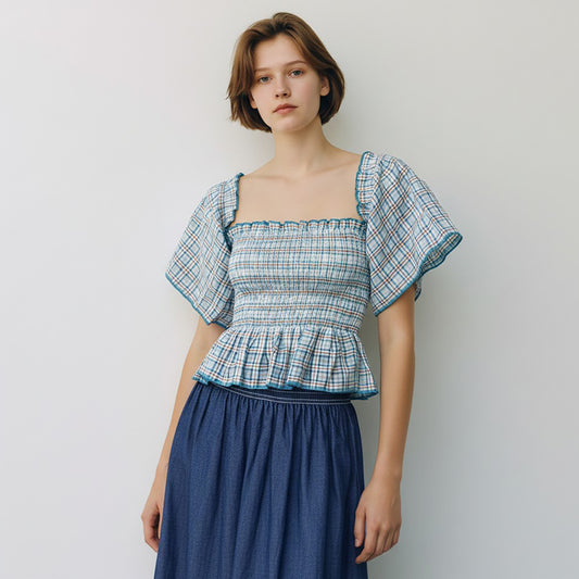 Kathleen Organic Gingham Blouse