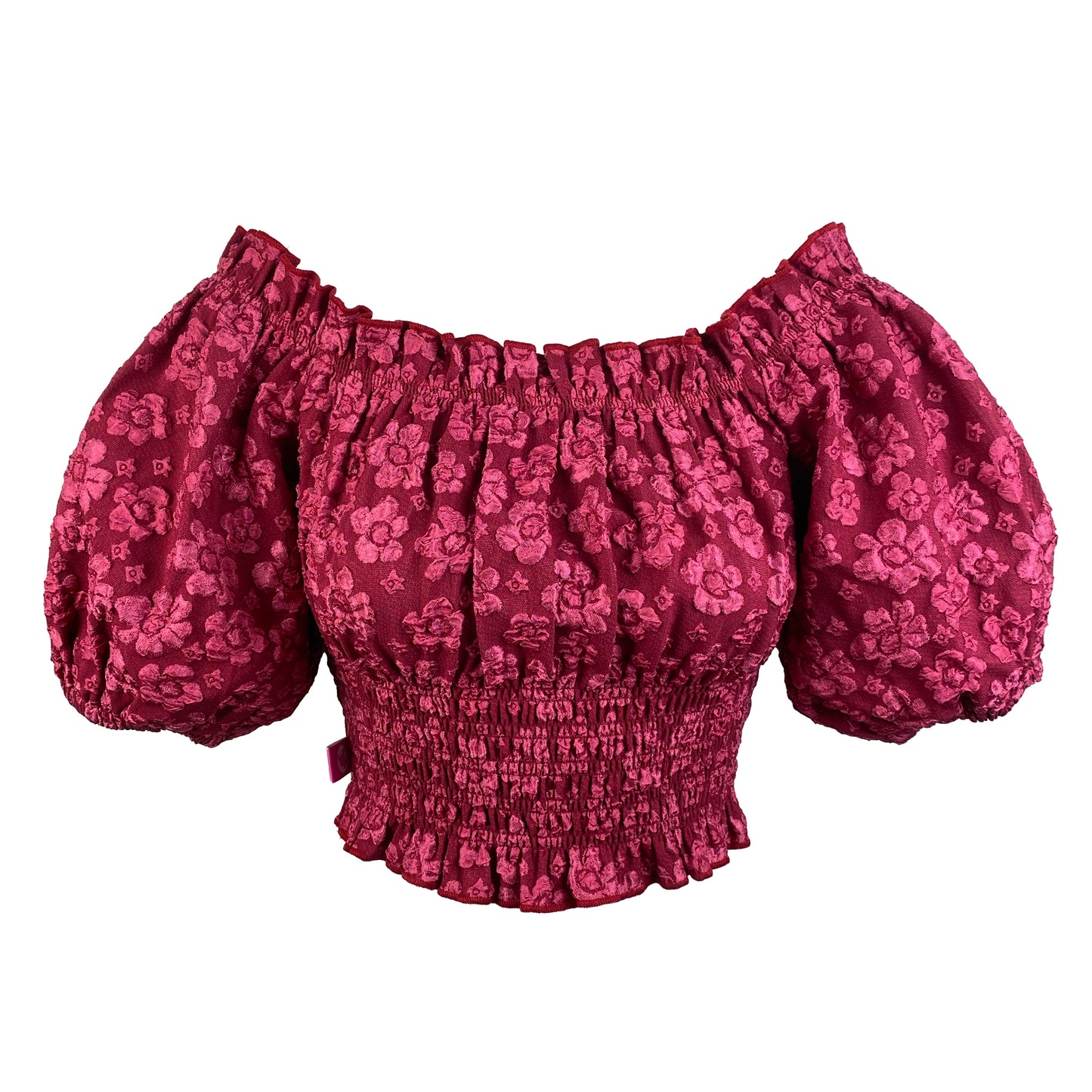 Vieve Off Shoulder Light Embossed Waisted Blouse