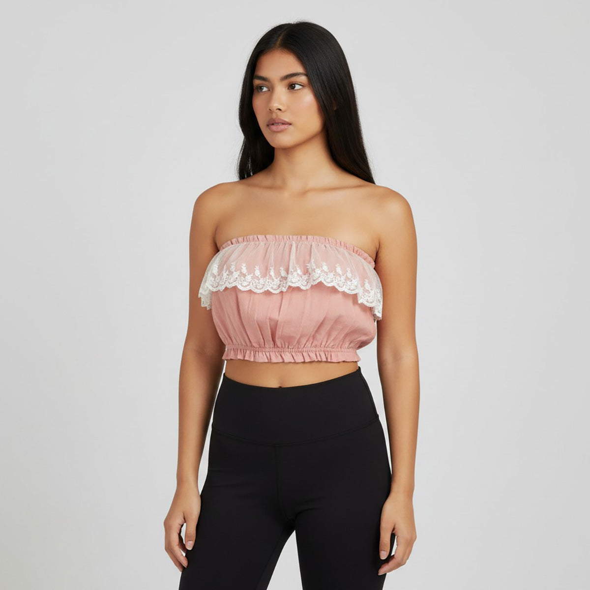 Linen Callado Lace Cropped Top
