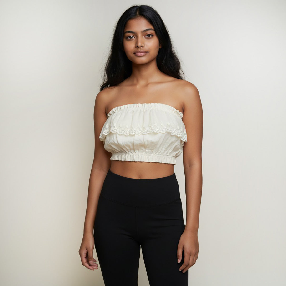 Linen Callado Lace Cropped Top