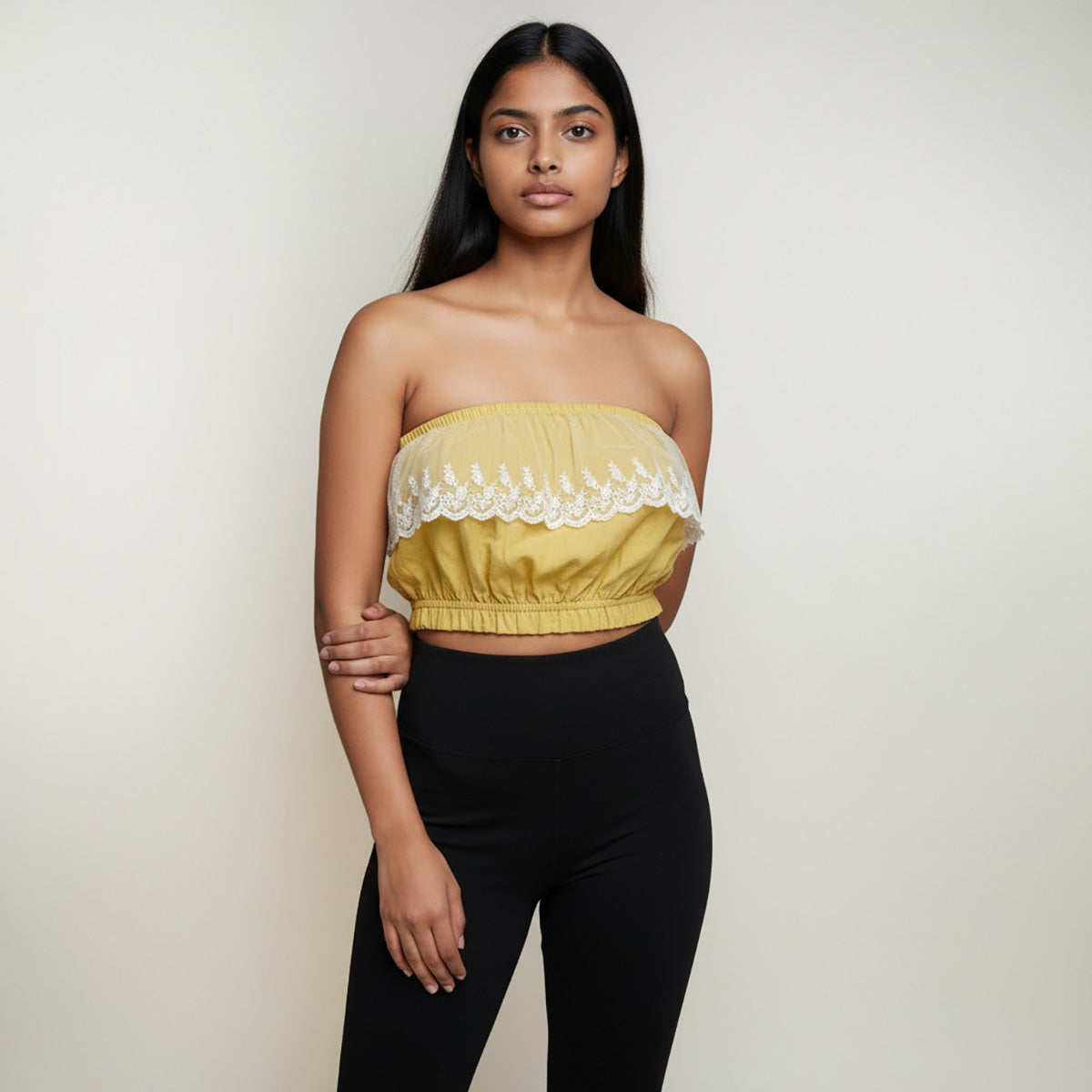 Linen Callado Lace Cropped Top