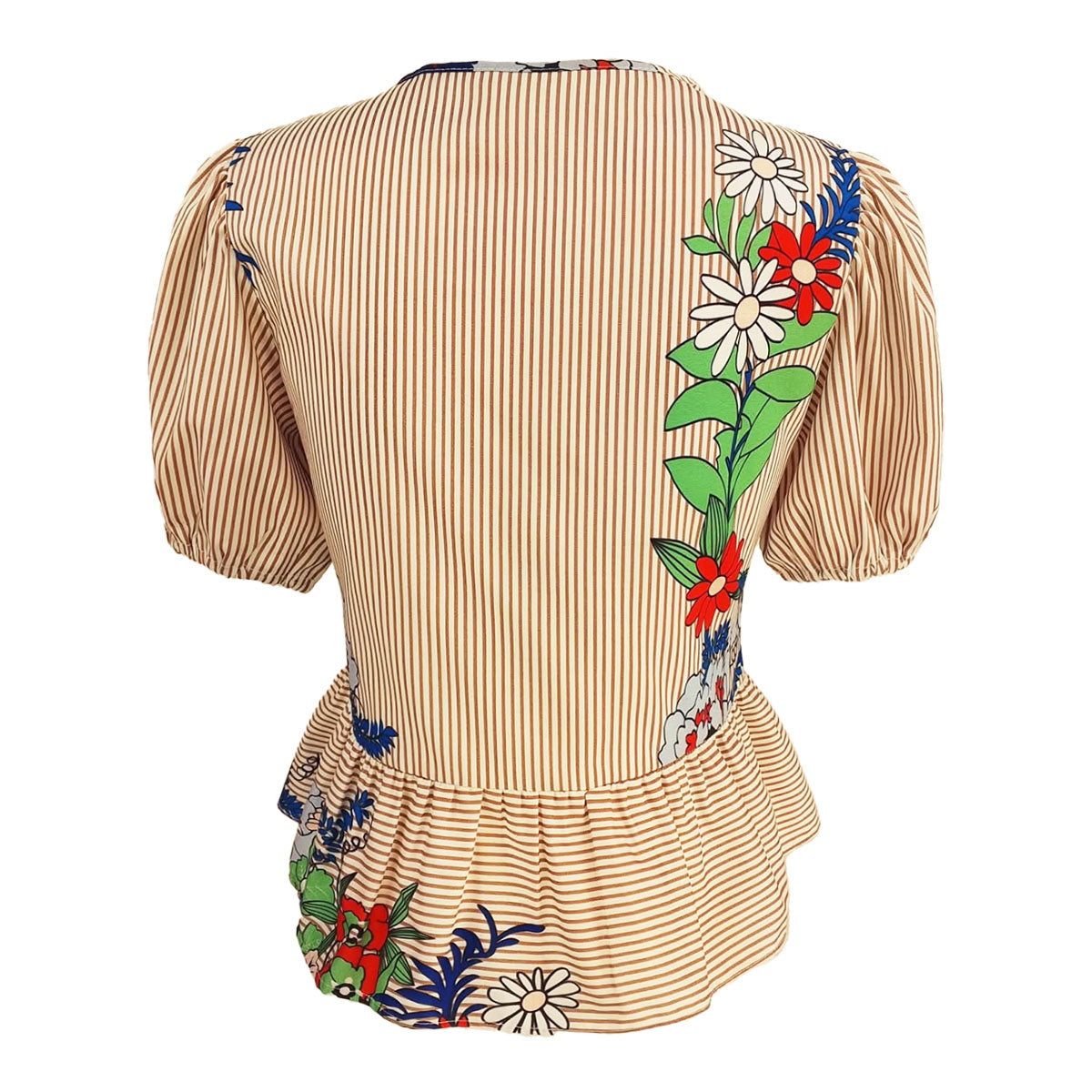 Jenny Tie Up with Sleeves Pin Stripes Floral