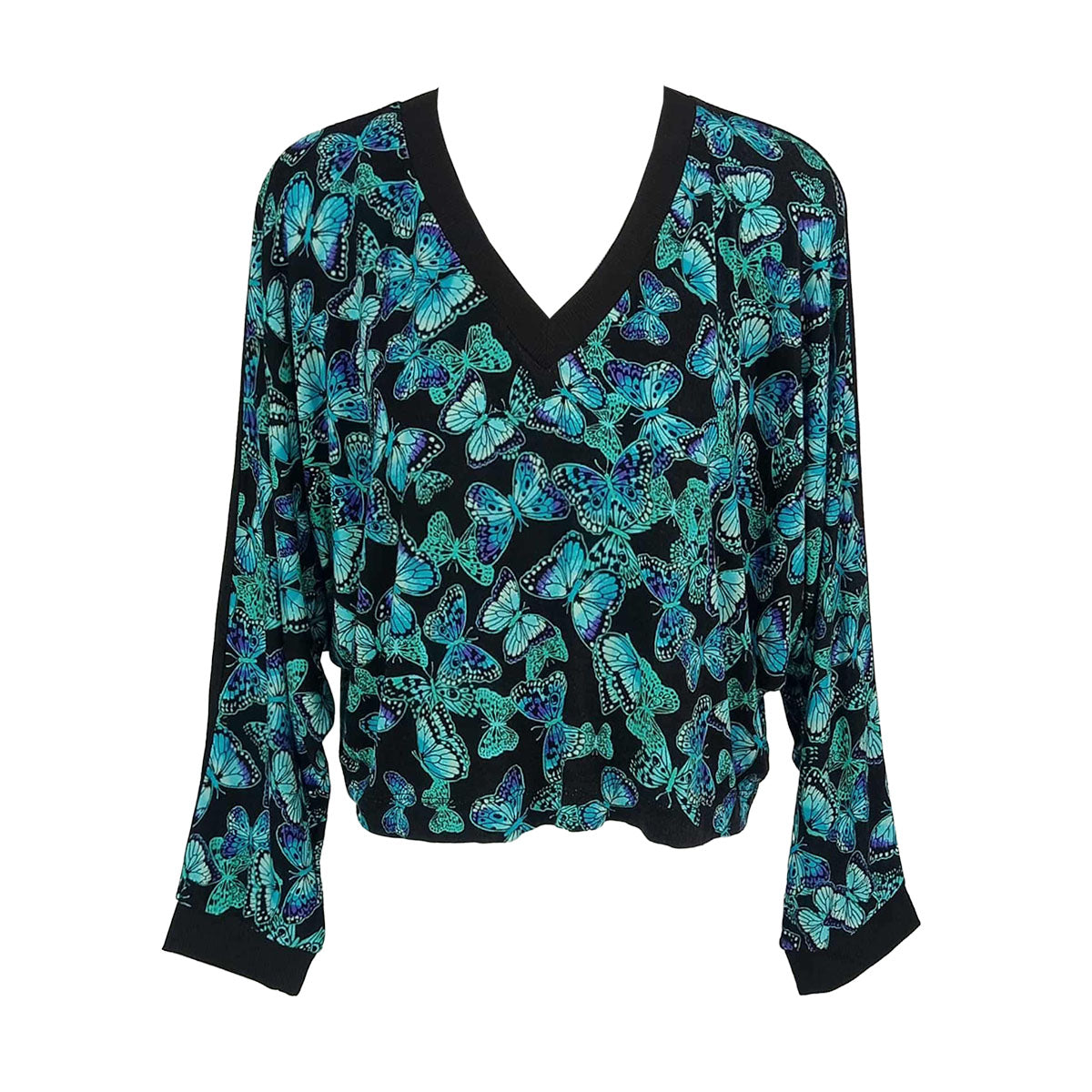 Slimming Dolman V Neck Butterfly Flock