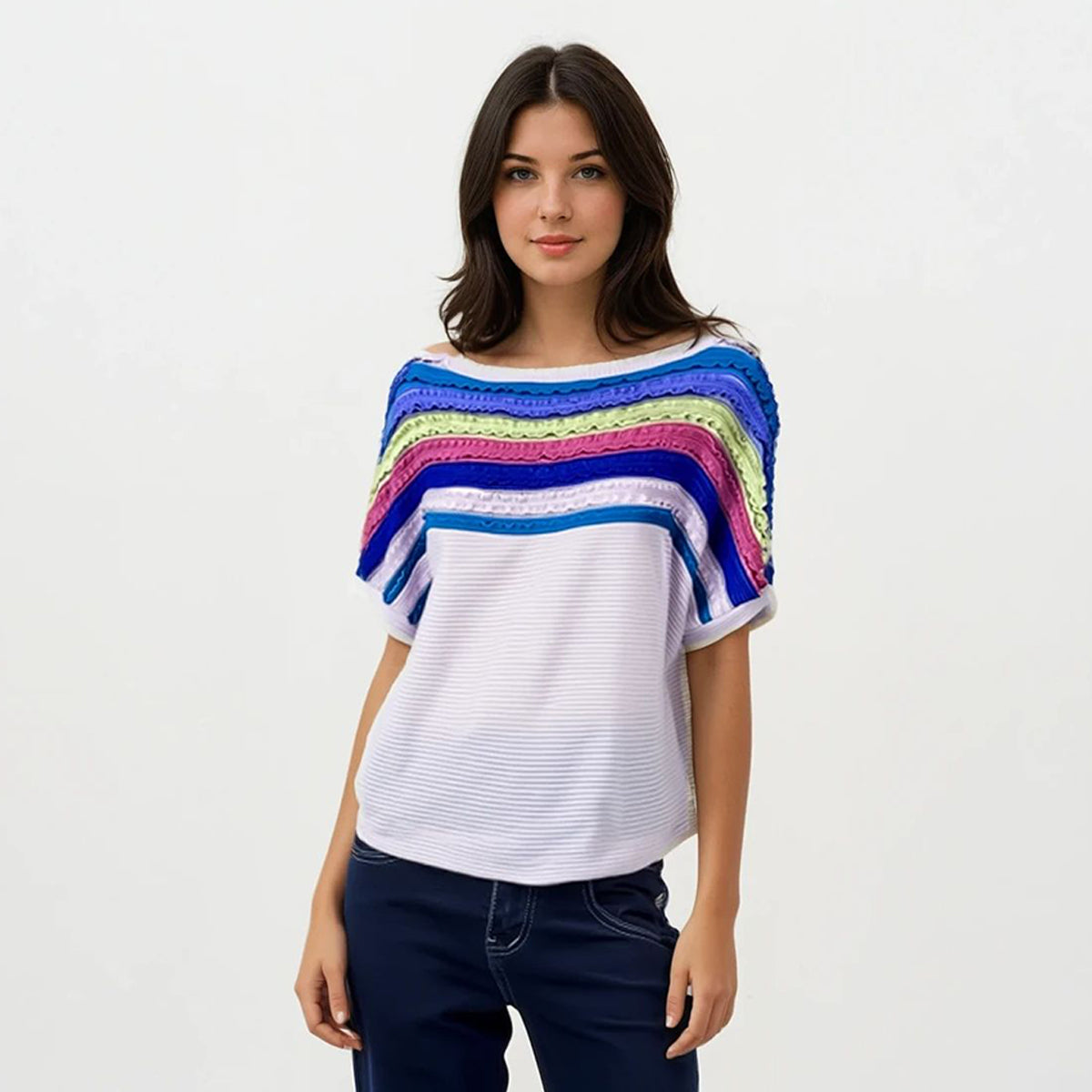 Extended Blouse with Combo Fancy Stripes