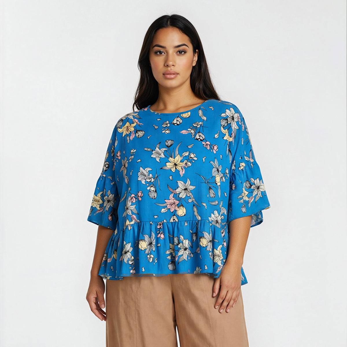 Susan Ruffles Dolman Top Printed