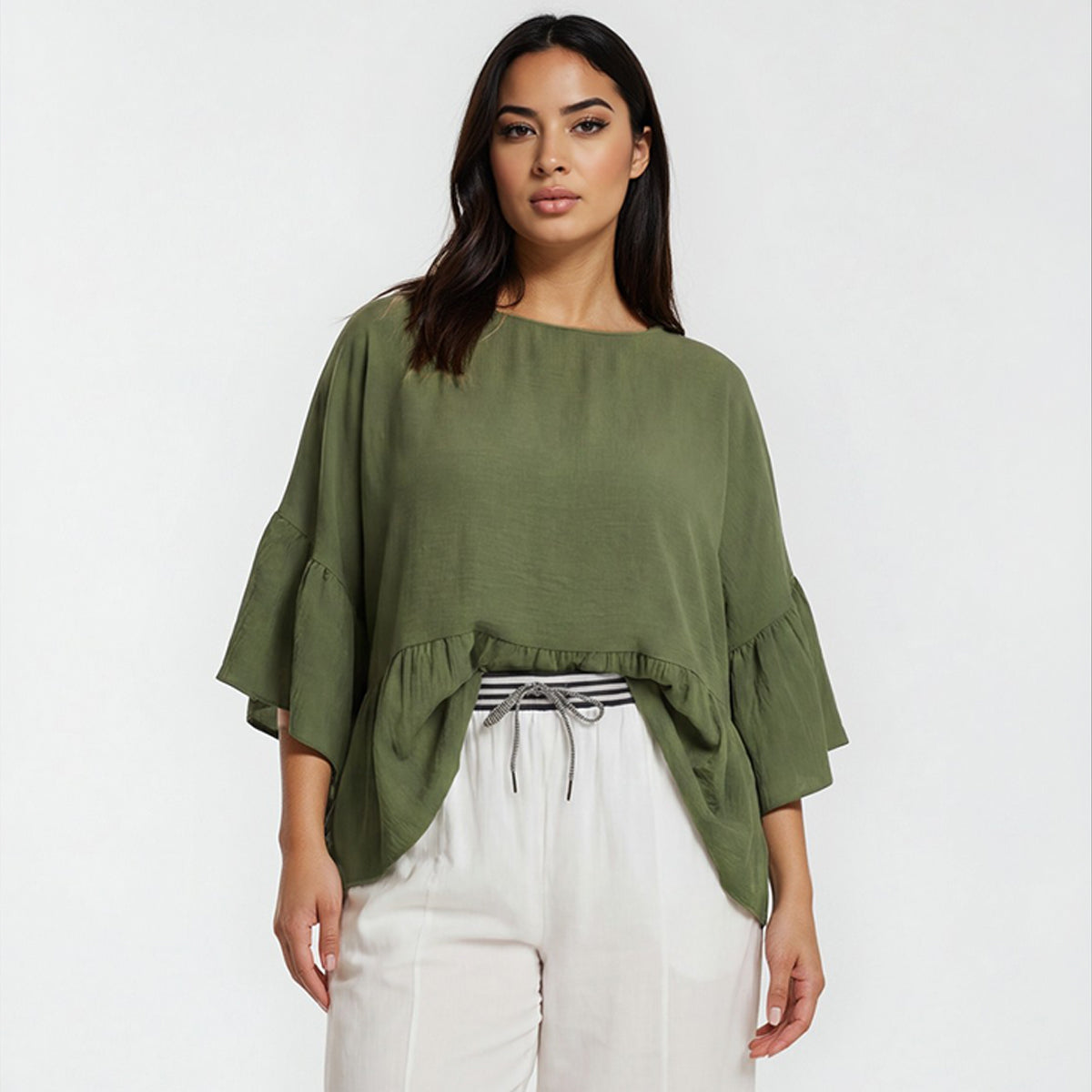 Susan Ruffles Dolman Top Plain