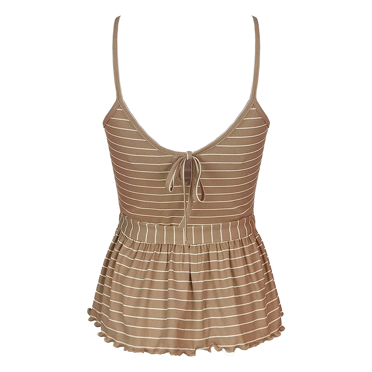 Stripes Spaghetti Peek A Boo Peplum Top