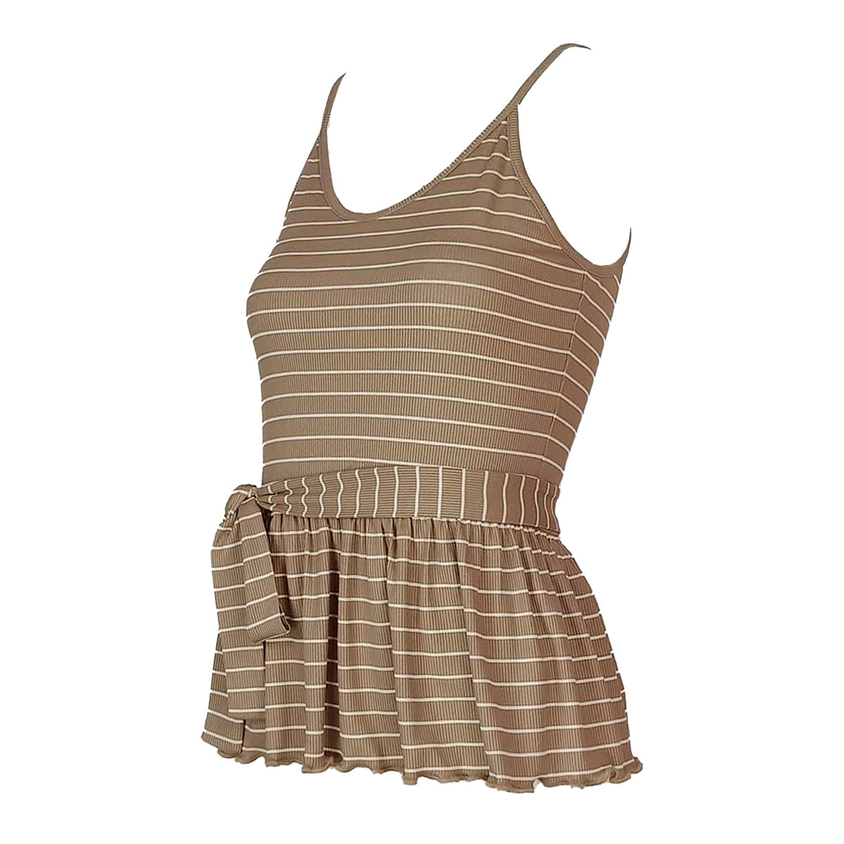 Stripes Spaghetti Peek A Boo Peplum Top