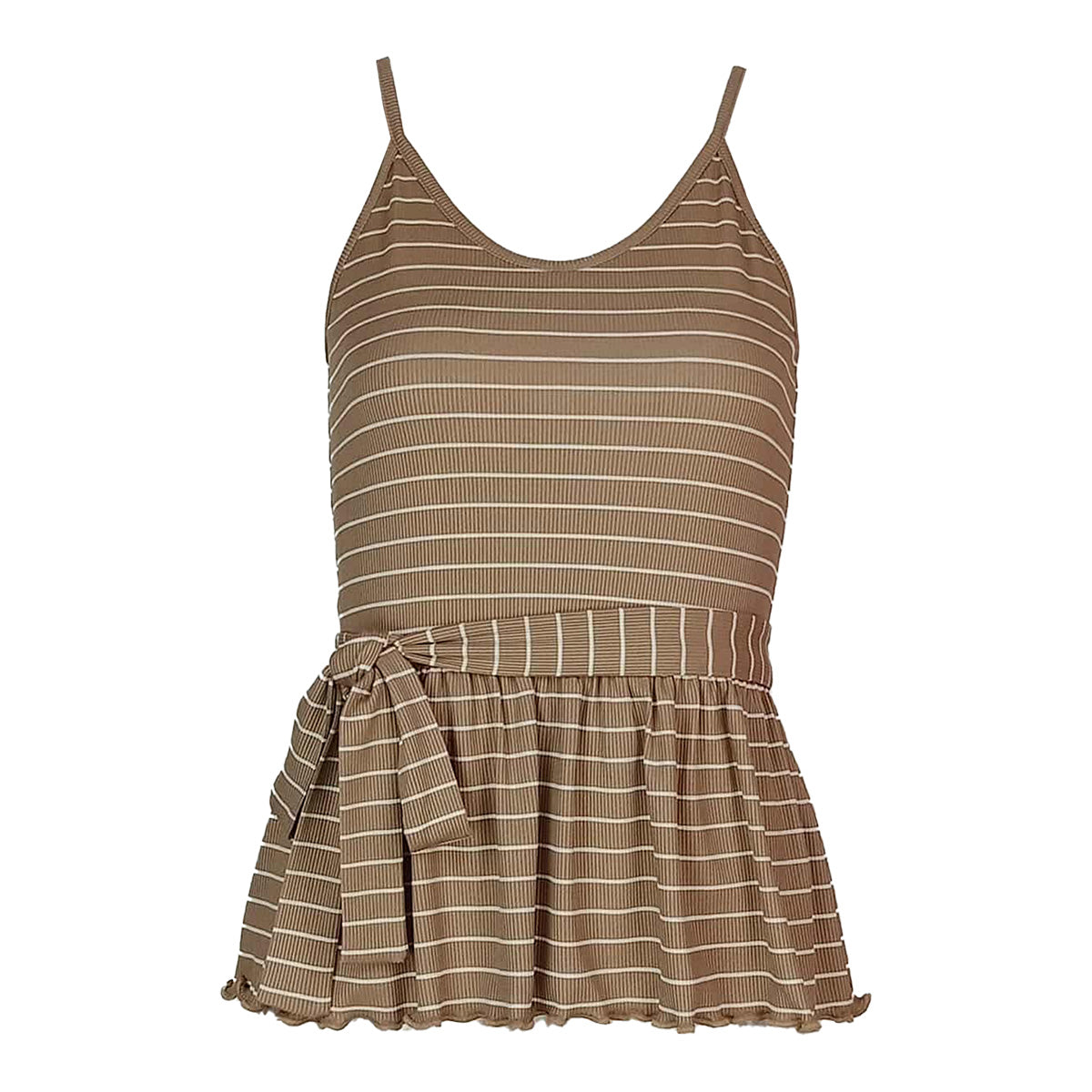 Stripes Spaghetti Peek A Boo Peplum Top
