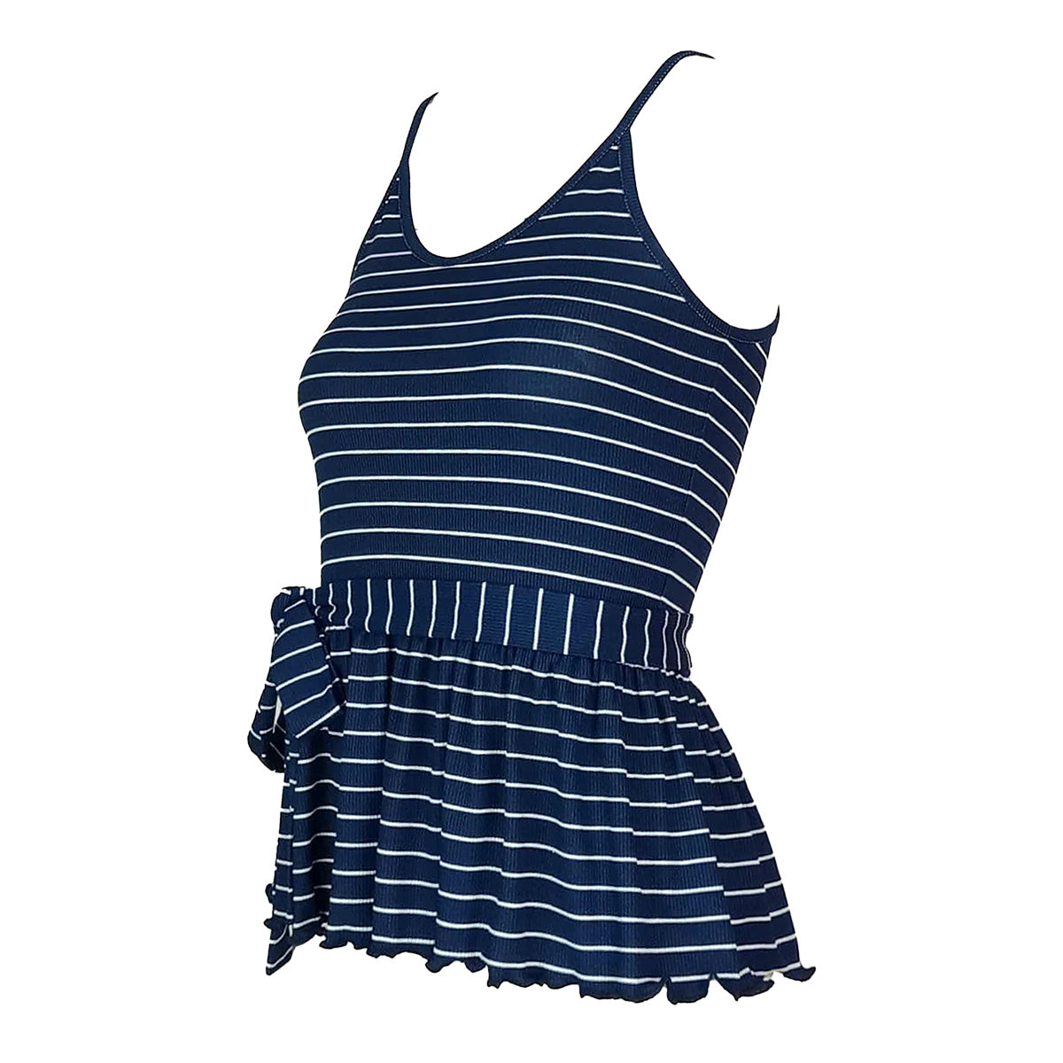 Stripes Spaghetti Peek A Boo Peplum Top