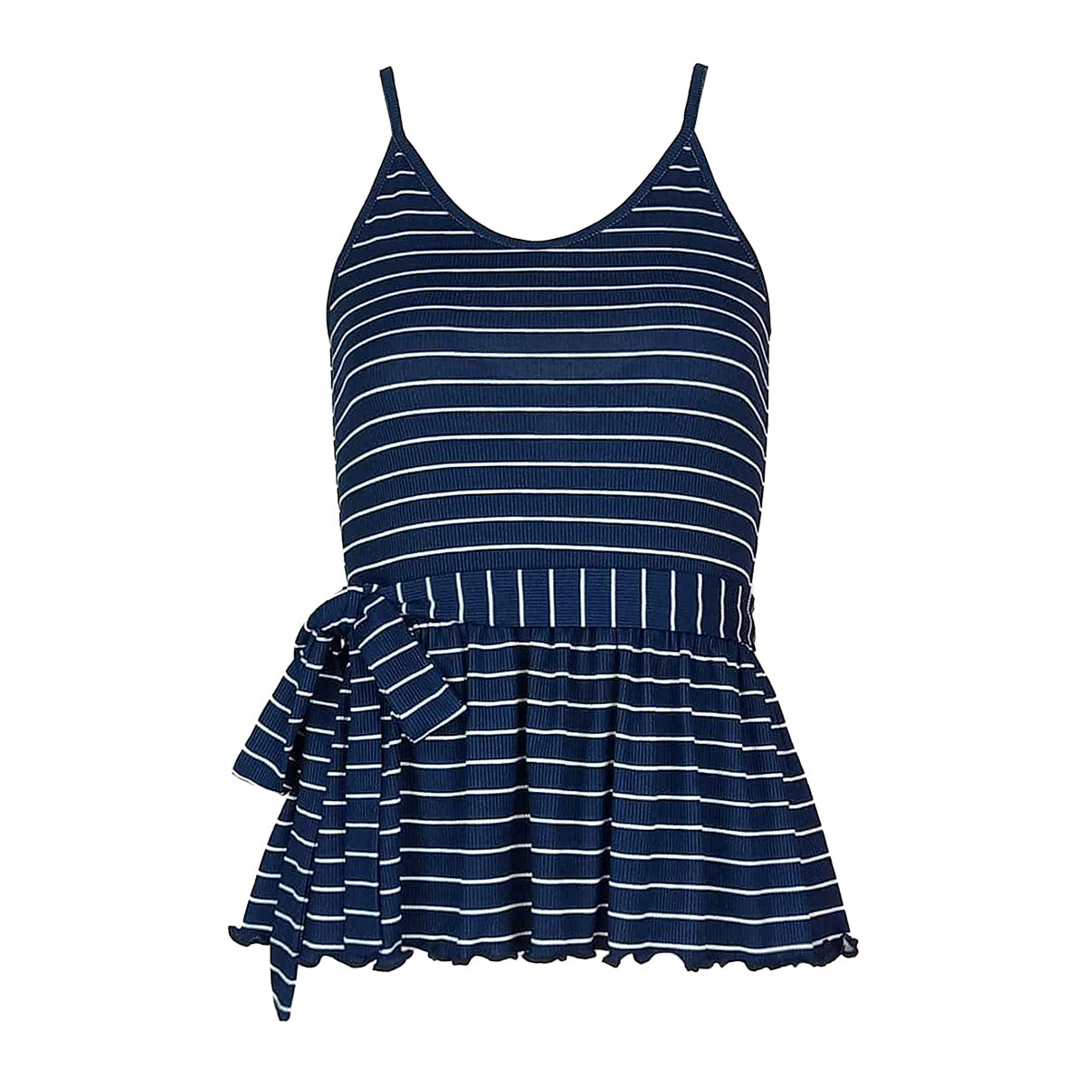Stripes Spaghetti Peek A Boo Peplum Top