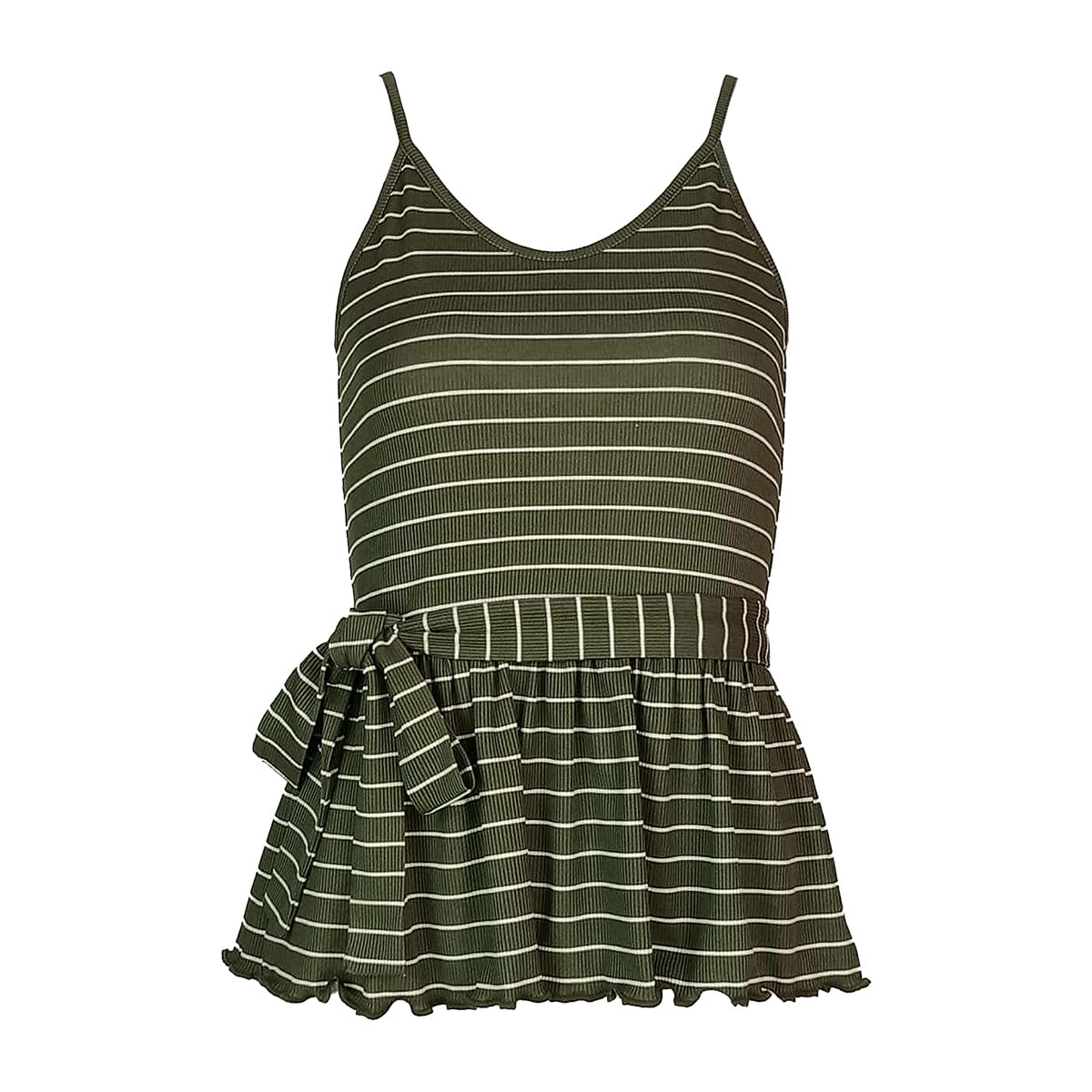 Stripes Spaghetti Peek A Boo Peplum Top