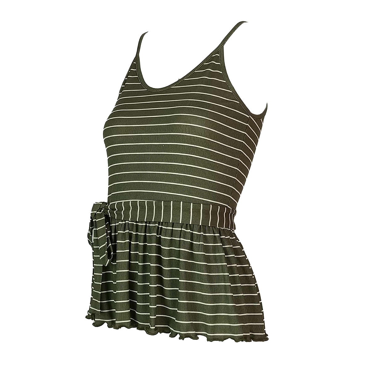 Stripes Spaghetti Peek A Boo Peplum Top