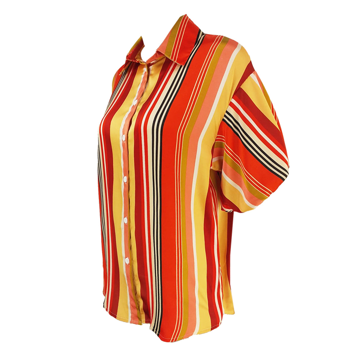 2801107929 Candy Stripes Satin Bubble Sleeves Polo