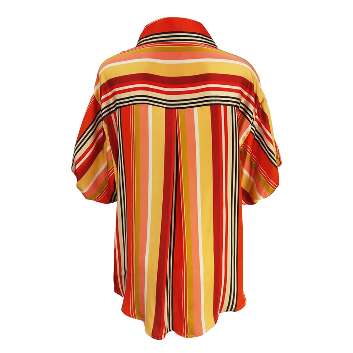2801107929 Candy Stripes Satin Bubble Sleeves Polo