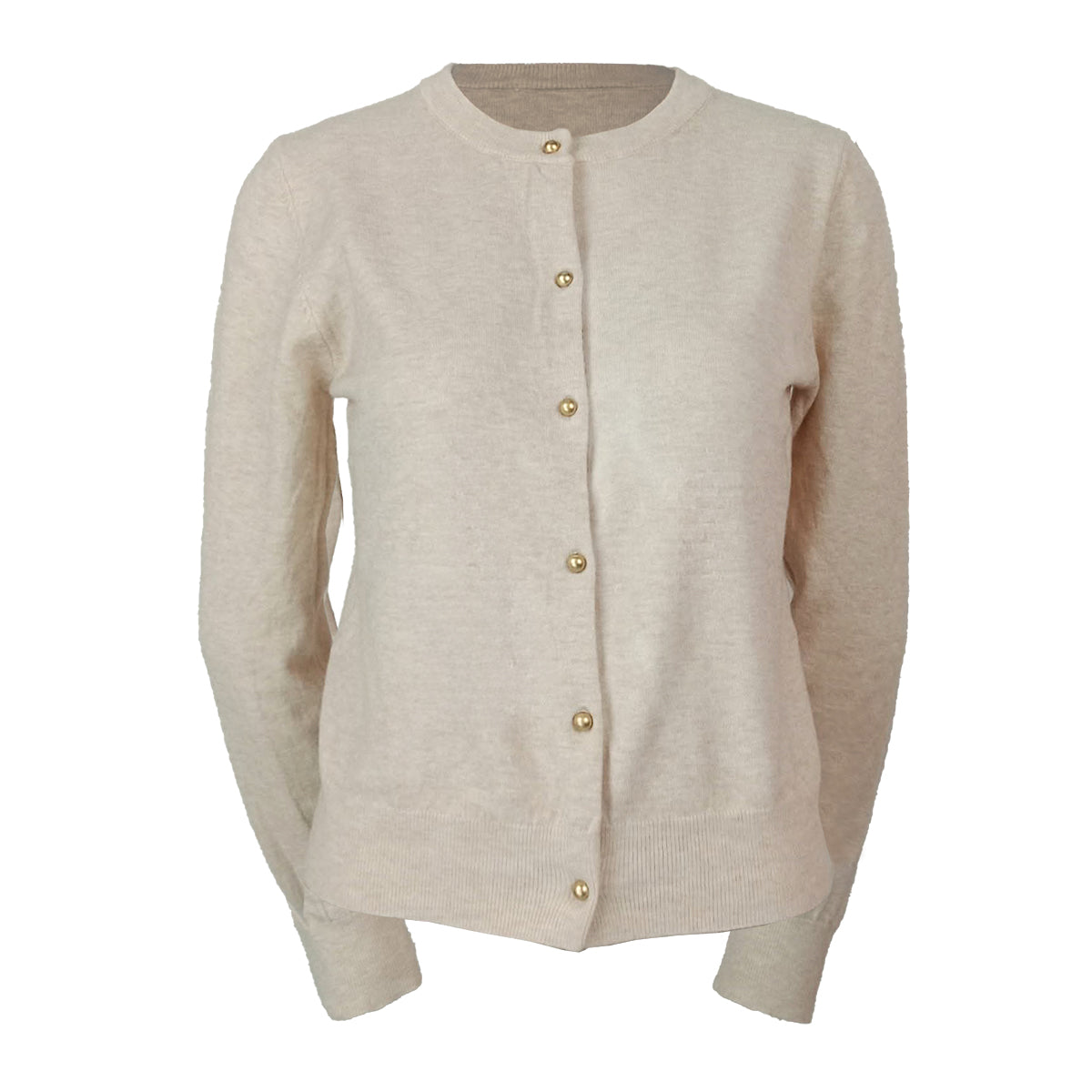 Cardigan Long Sleeves Creamy with Gold Button