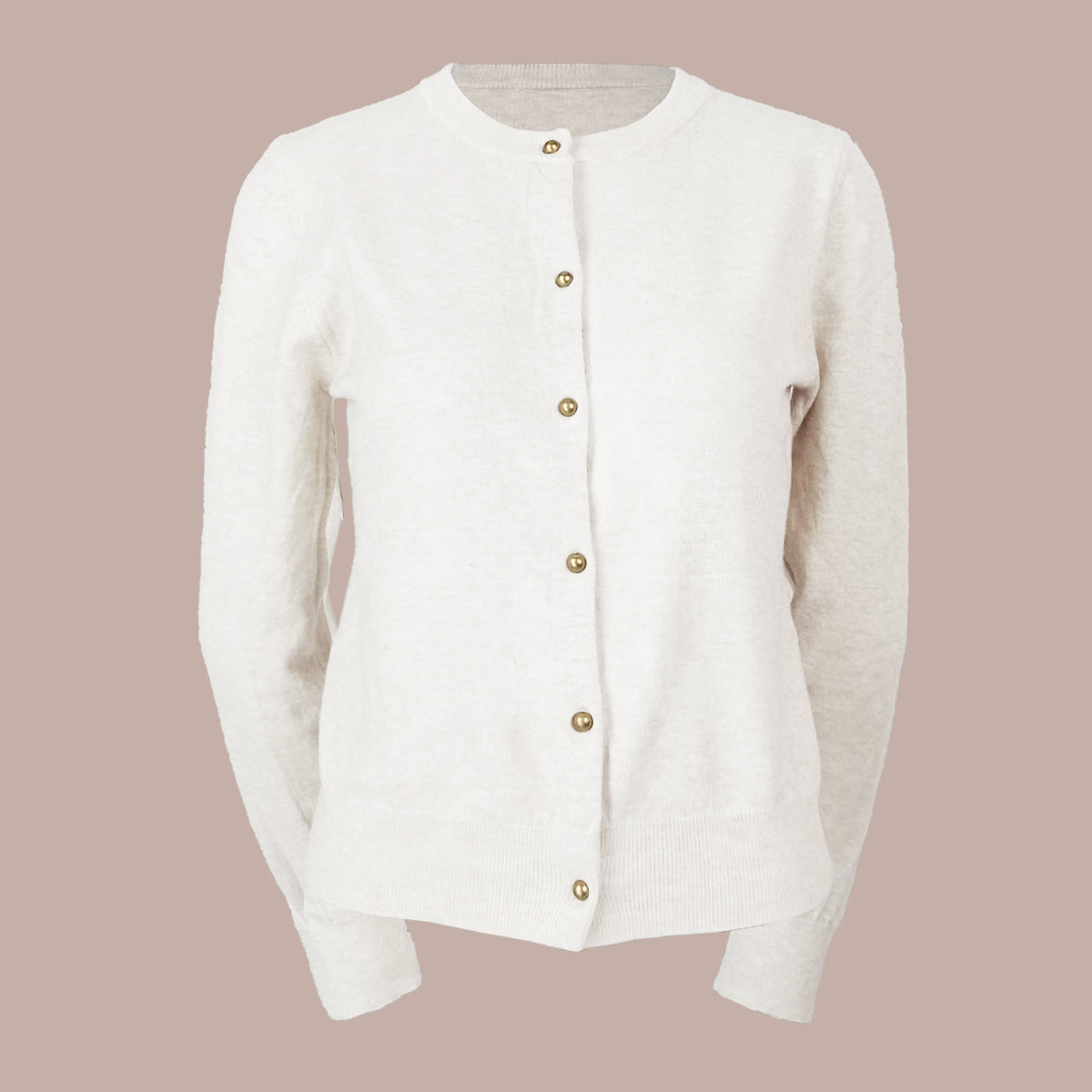 Cardigan Long Sleeves Creamy with Gold Button