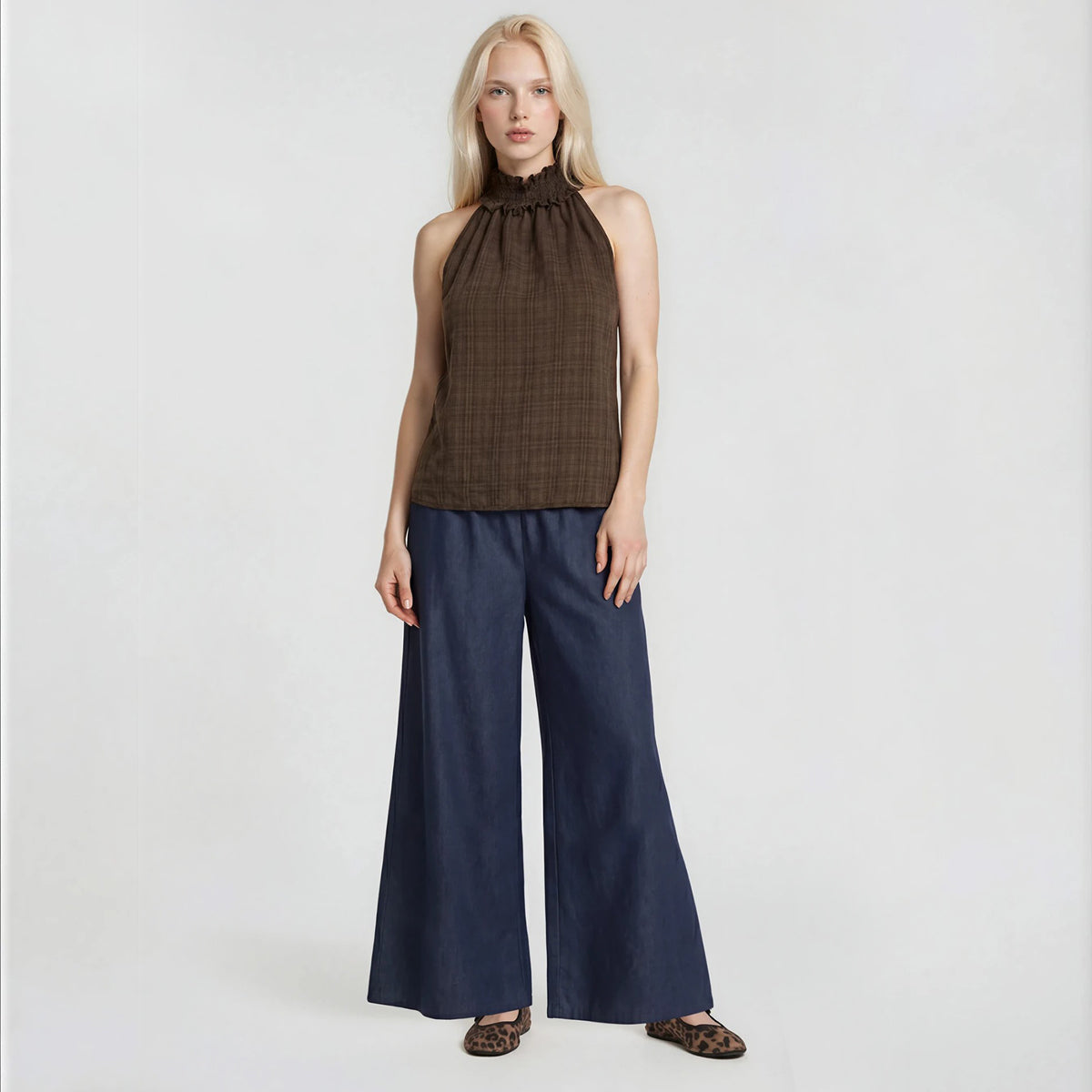 Halter Backless Checkered Top