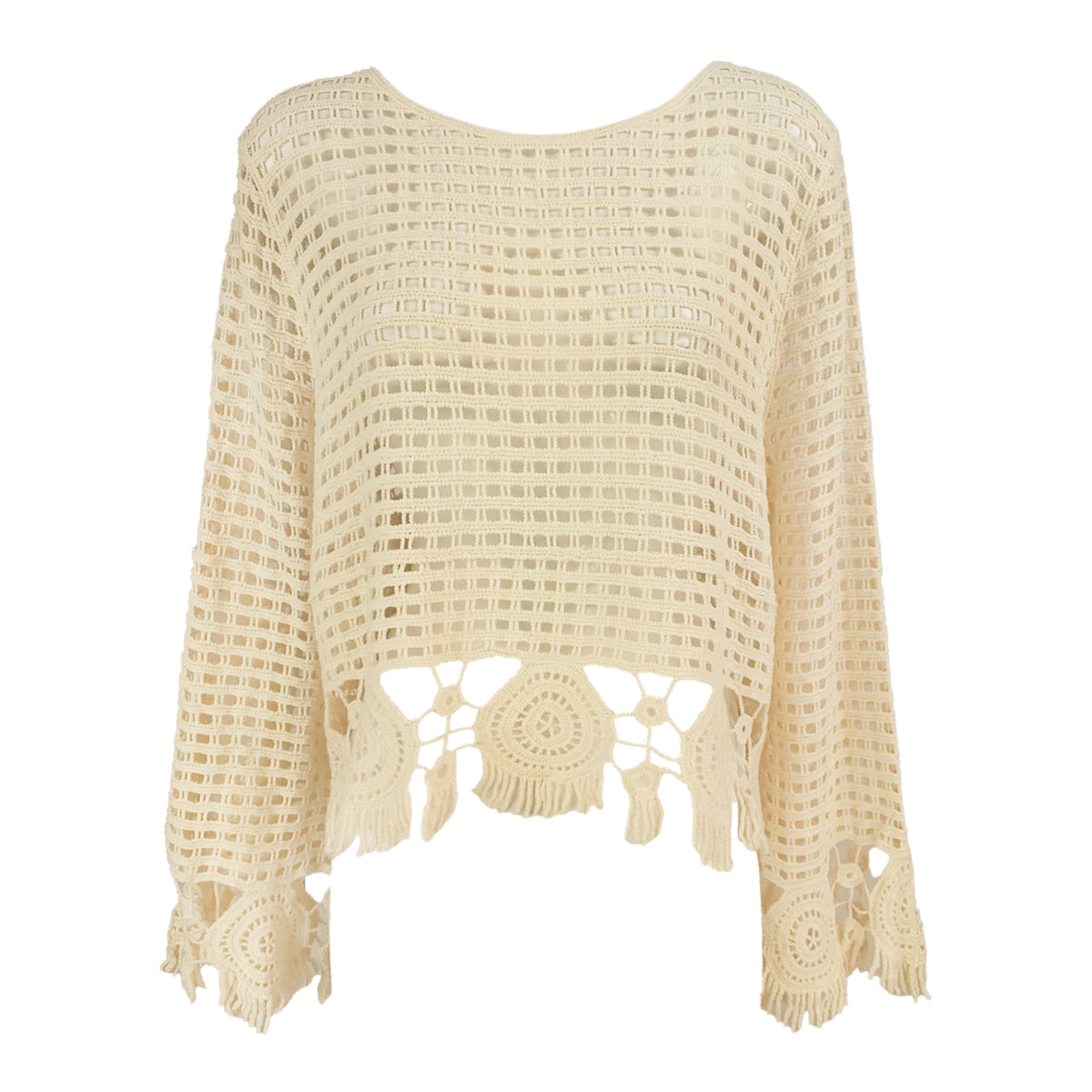 Boho Chic Long Sleeves Crochet with Fringe