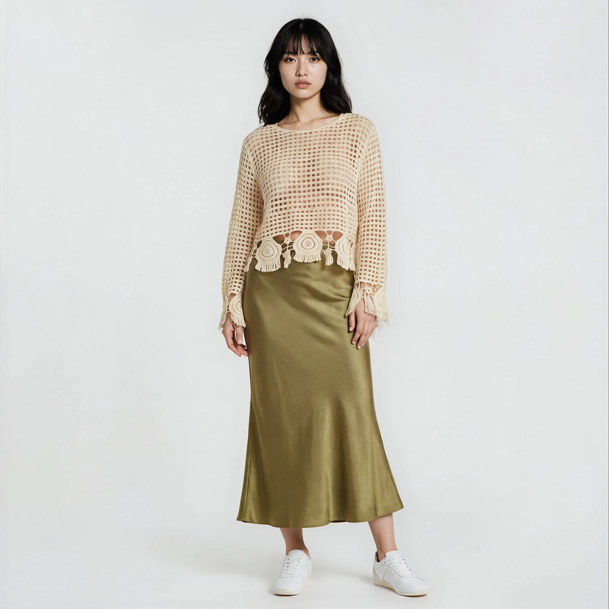 Boho Chic Long Sleeves Crochet with Fringe