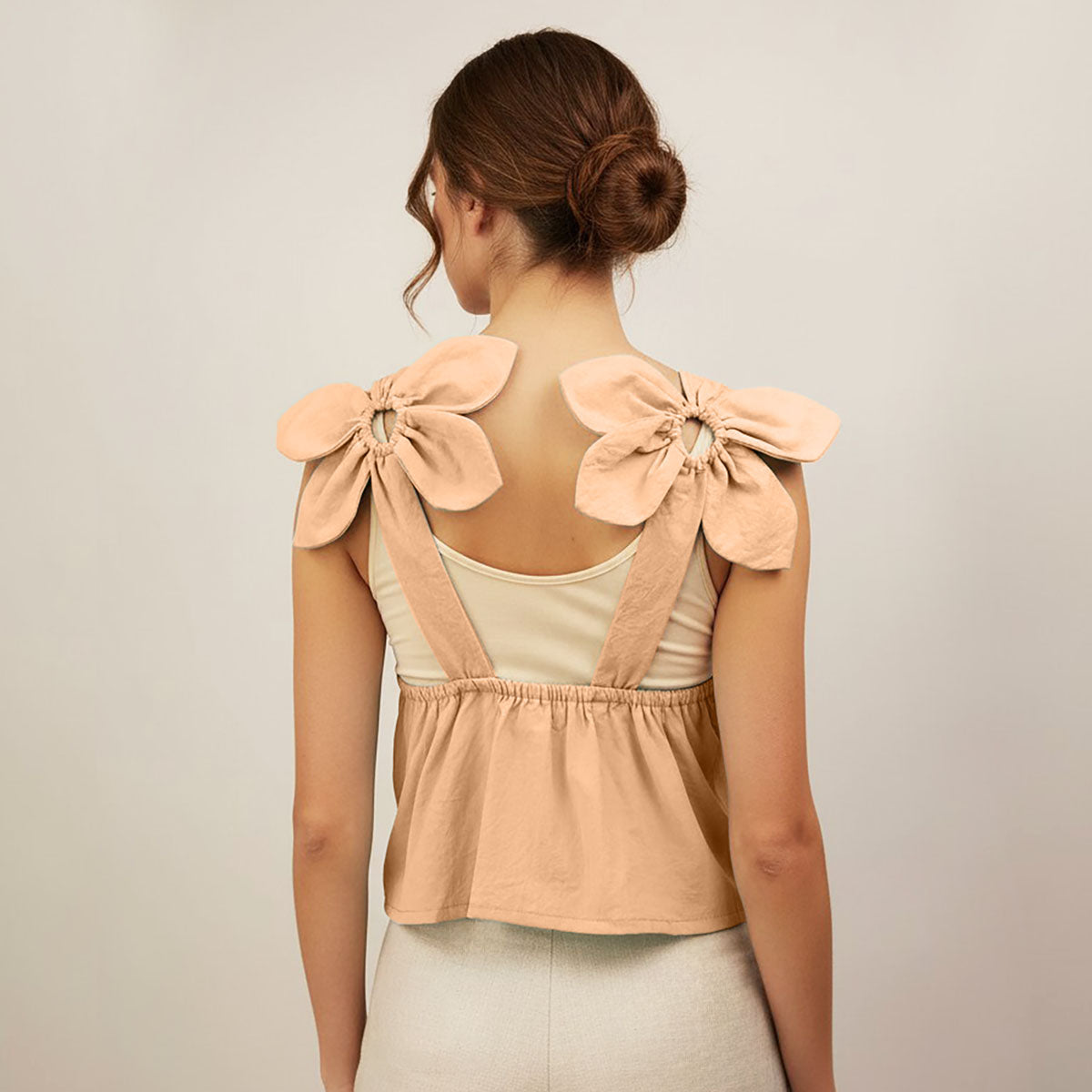 Floral Back Accent Girly Tops Twin Set