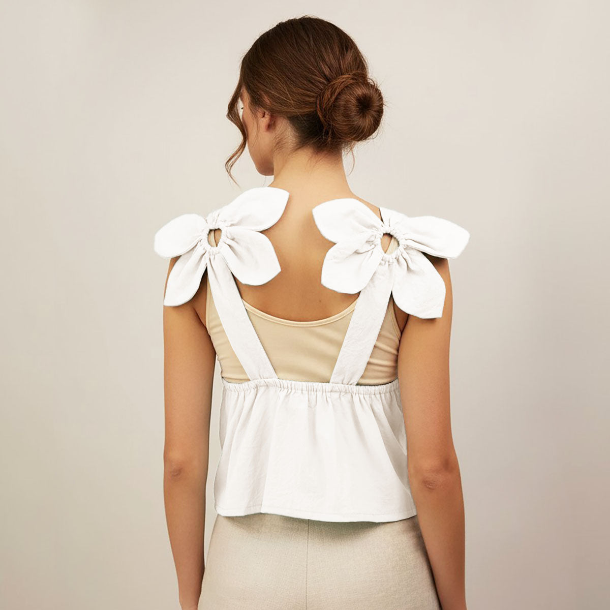 Floral Back Accent Girly Tops Twin Set